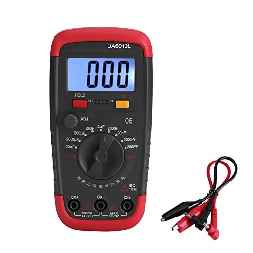 Digital Capacitance Meter Professional Capacitor Tester 0.1pF - 20000uF with LCD Backlight and Safety Jacket Max 1999 Display