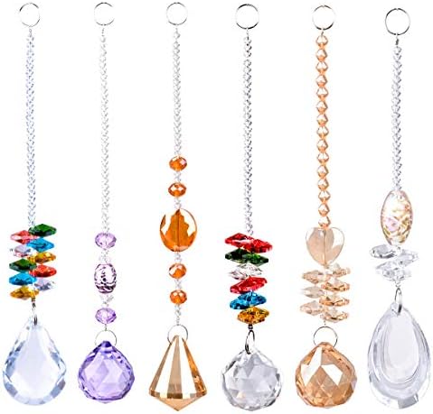 Elegant Chandelier Suncatchers  Sparkly Chakra Crystal Balls For Home, Office, Garden Decoration Octagonal, Teardrop & Cone Shaped Prisms  Set Of 6 Beautiful Pendants For Car, Plant, Window Décor