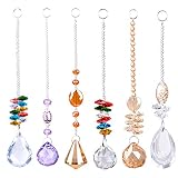 Elegante candelabro Suncatcher, bolas de cristal brillantes, prisma de arcoíris para el hogar, oficina, jardín, decoración para colgar en ventanas, octogonal, juego de 6 en forma de lágrima