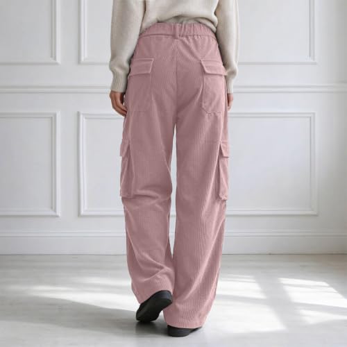 Aniywn Wide Leg Corduroy Pants Women Elastic Waist Loose Comfy Trousers - image 3