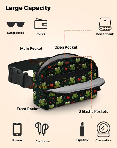 Image of Frog Fanny Pack Lightweight Belt Bag Fashion Waist Pouch | Waterproof, Crossbody Bags for Women, Sports, Running, Traveling, Hiking