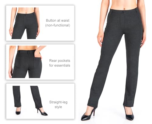 Image of Yogipace,Belt Loops,Women's Petite /Regular /Tall Straight Leg Yoga Dress Pants