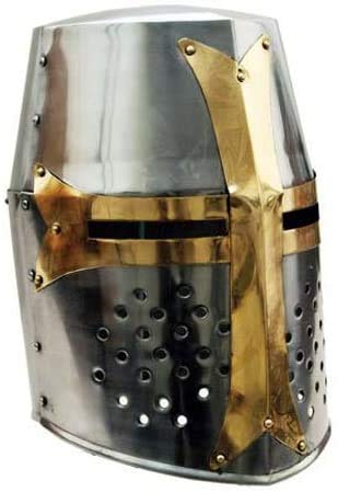 Halloween Costume Great Brass Crusader Knight Helmet Most Fit Adult Size