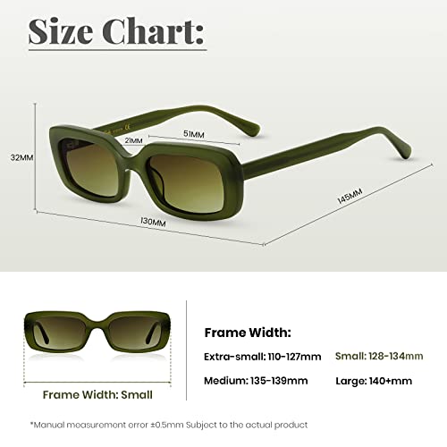 veda Tinda Rectangle Sunglasses Womens Green 90's Retro Trendy Fashion Cool Vintage Square Sun Glasses Y2k Accessories UV400 Blocking C26S054