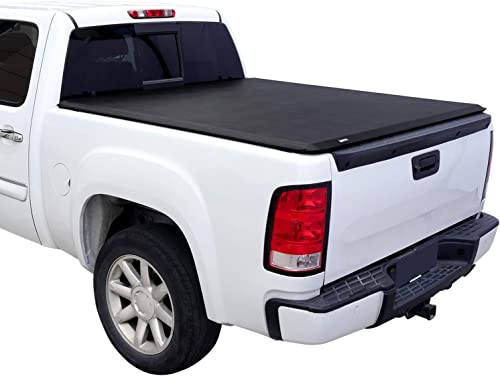 Amazon Basics Soft Roll-Up Truck Bed Tonneau Cover 5.8 feet Water-Resistant Easy Install for 2014-2019 Chevy Silverado GMC Sierra 1500 Fleetside