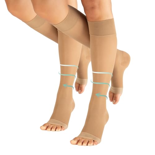 Mi bas de compression femme sans orteils 70 DEN chaussettes de contention jambes légères