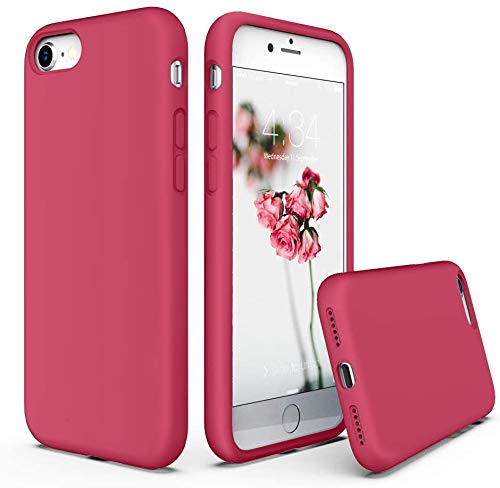 Image of VONZEE Microfiber Candy Case Compatible for iPhone 6 /6S Smooth Touch Cushion Liquid Soft Silicone Gel Rubber Phone Cases Full Body Protective Shockproof Back Cover|4.7 inch|Solid (Wine Red)