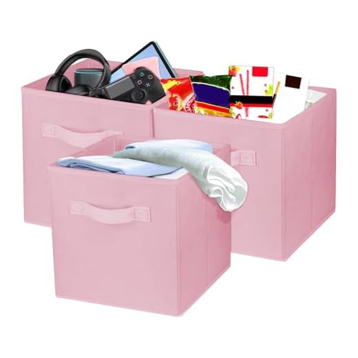 Zuihug 3 Pcs Storage Cubes, 10.5 Inch Collapsible Storage Bins, Fabric Foldable Bins for Organization, Durable Storage Bins for Closet, Shelves, Offices (Pink)