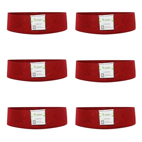 Image of Geo Fabric Grow Bags for Plants 18X6 Inch (Pack of 5) | 400 GSM Heavy Duty UV-Protected Round Maroon Colour Plant Bags for Terrace and Vegetable Gardening | Strong & Reusable|