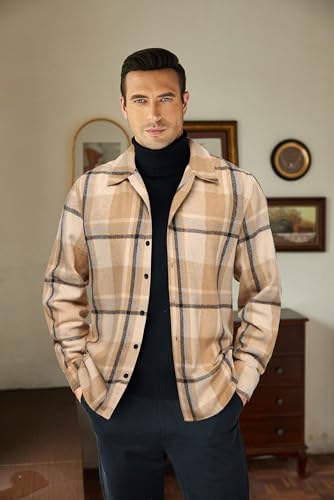 Image of COOFANDY Men's Flannel Shirts Casual Button Down Plaid Shirt Jacket Long Sleeve Fleece Shacket
