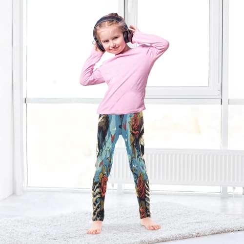 Toddler Girls Leggings Printed Yoga Pants Leggings Rose Skull Head for Kids4