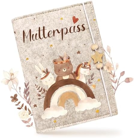 Mutterpasshülle aus Filz für Deutschen Mutterpass, Mutterpass-Schutzhülle zur Aufbewahrung von Impfpass usw,Süßes Geschenk für Schwangerinen und Zukunftige Mütter Sonne