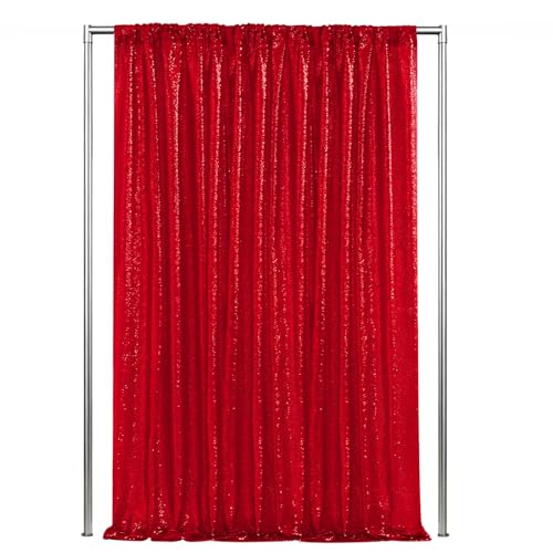 Sequin Backdrop Curtain 5FTx10FT Red Glitter Party Backdrop Curtains for Wedding Birthday Background Drapes Christmas Decorations