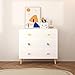 MATONELL Kids 3 Drawer Dresser White Solid Wood & MDF Baby Nightstand for Bedroom Storage Cabinet for Toddler Child in Living Room Toddler Room Nursery Closet Apartment with Anti-Tip Safety Design