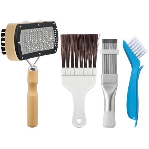 4Pcs AC Coil Cleaning Brush Set, Coil Cleaning Fin Brush for AC Unit, Air Conditioner Condenser Coil Cleaner, Evaporator Coil Cleaner, Fridge Cleaner Tool