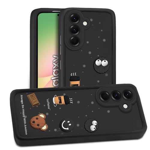 Image of AESTMO Back Case Cover for Samsung A56 5G | Cute Fun Cartoon 3D Ball | Coffee Silicone Case | Full Body Protection | Camera Protection Back Cover for Samsung A56 5G (Black)