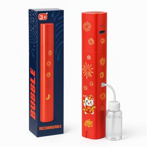 Image of SHAKTISM Tower Bubble Maker Machine, Automatic Bubble Blower for Kids & Parties, Toys with Lights & Sounds Fireworks Effect for Outdoor Indoor Party Wedding Lawn Decoration, Red