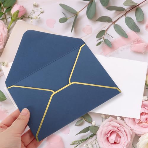 Sobres Azules Borde Dorado ideales para Invitaciones de Boda y Cenas de Gala 5