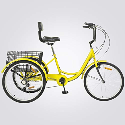 Adult Tricycles 7 Speed, Adult Tricycle Trikes 24/26 inch 3 Wheel Bikes, Three-Wheeled Bicycles Cruise Trike with Shopping Basket for Seniors Women Men, Men\'s Women\'s Cycling Exercise Recumbent Bike - Thumbnail 5