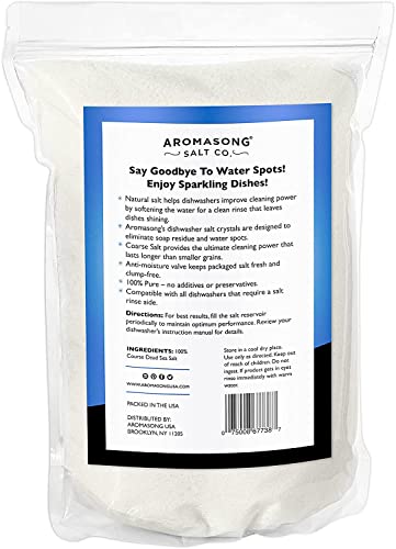 Aromasong Dishwasher Salt 10 LB - 100% Natural Water Softening Agent Compatible with Bosch, Miele, Whirlpool, Thermador and Mor... For Cleaner Dishes & Washer Reactivation (packaging may vary)