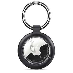 Inesore Hülle für Apple AirTag Anhänger, Wasserdichter Schlüsselanhänger & Carbonfaser-Optik für Air Tag, Kratzfeste Halterung für Haustierhalsband, Gepäckanhänger und Schlüsselbund (Schwarz)