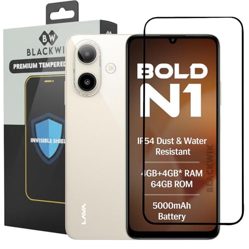 Image of Blackwik Tempered Glass Screen Protector for Lava Bold N1 with Edge-To-Edge Protector Coverage | Easy Installation Kit (Black)