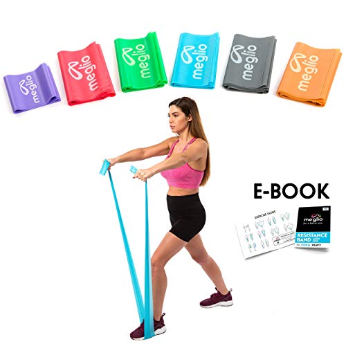 Meglio Resistance Bands 7ft Long Latex Free Skin Friendly – Exercise Workout Bands