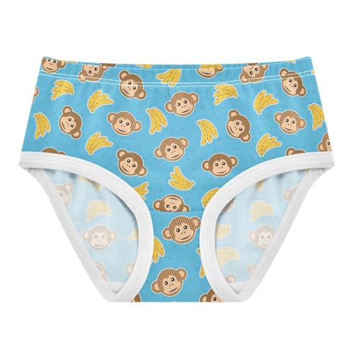 Little Girls' Soft Cotton Underwear Kids Breathable Comfort Monkey Banana Panties Briefs Toddler