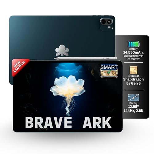 Image of Brave Ark (SmartChoice) Android Tablet with Pen| 12.95 inch(32cm) 2.8K 144Hz Display| Snapdragon 8s Gen 3| AI-Enabled|12GB RAM, 256GB ROM| Segment's Biggest 14550mAh Battery| 8 Speakers|WiFi|Galactic Blue