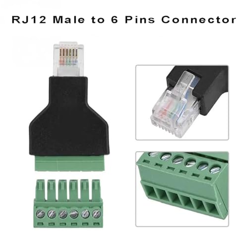 Adaptador RJ12 Macho 6 Pin a Terminal de Tornillo 2 Pzas miniatura 7