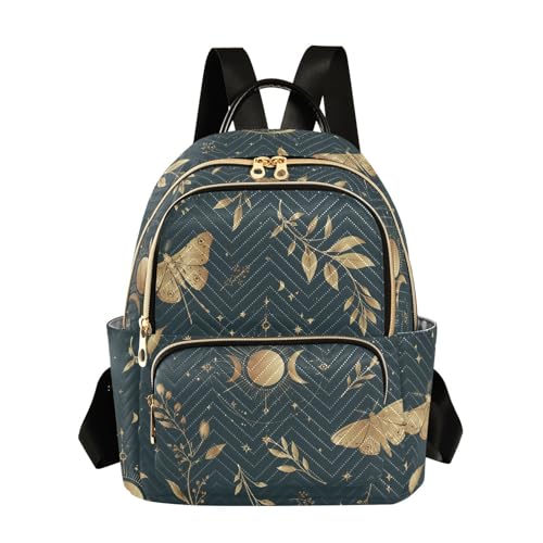 Image of ALAZA Moon Moth Butterfly Astrology Mini Backpack Purse for Women Travel Bag Fashion Daypack Back Pack Shoulder Bag