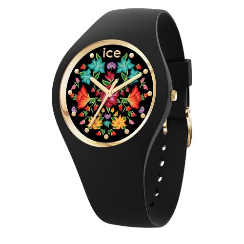 ICE-WATCH - ICE Flower Mexican Bouquet - Montre Noire pour Femme avec Bracelet en Silicone - 019206 (Medium)
