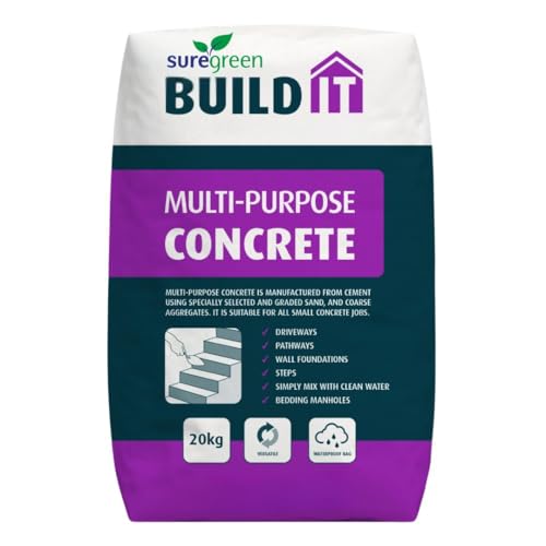 Suregreen Ready Mixed Concrete | Pre-Mixed Concrete | 20kg Waterproof Bag | Add Water | For Paths Steps Floors Foundations Drains Repairs | Multipurpose Mix
