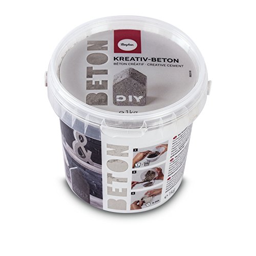 Rayher 34152000 Kreativ-Beton, Eimer 1 kg, silber, Bastelbeton zum Basteln,...