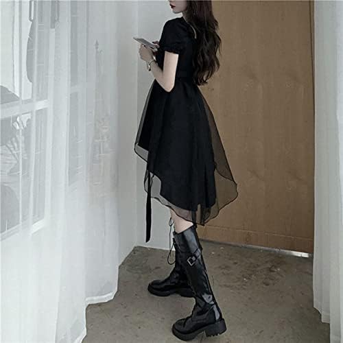 Amazon.com: MOMEITU Gothic Black Dress Korean Fairy Gauze Fluffy 