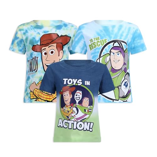 Disney Toy Story Boys 3 Pack Short Sleeve T-Shirt for Toddlers to Big Kids Multicolor