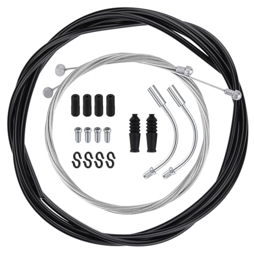 Fahrrad Bremszug Bowdenzug Fahrrad Bremsseil Kit enthält Innere Bremsdrähte für Fahrrad-Vorderradbremse und Hinterradbremse Handbremsseil Endkappen V-förmiges Bremsseil-Führungsrohr und S-Haken