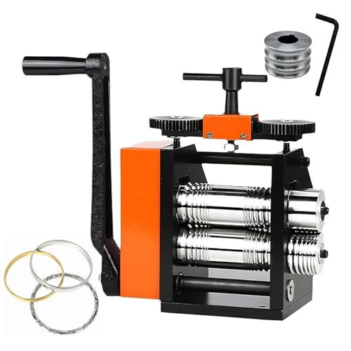 XNXYSMKJ Laminadora para Joyería: Herramienta Multifunción de Uso Rudo con Manivela, Espesor Ajustable (2.5-10 mm) para la Fabricación de Joyas de Oro, Cobre y Metalistería