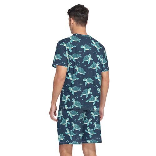 Laprad Men's Pajamas Set Short Sleeve Sleepwear Turtle Comfortable Loungewear2