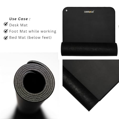 Image of Grounding Mat | Earthing Mat 60x40cm | Black Anti-Skid Carbon-Leather | Desk Mat and Foot Mat for Bed | Wellness Grounding Pad