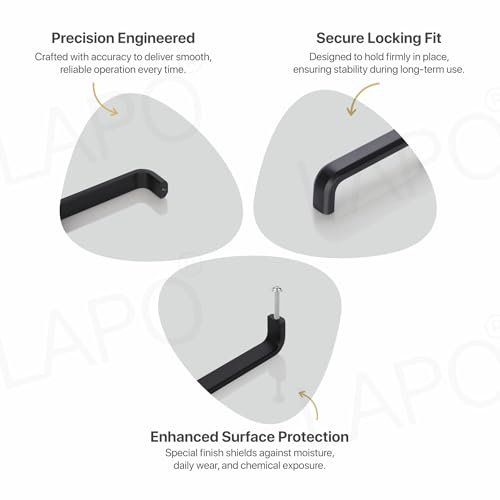 Image of LAPO 4 Inch Black Pull Handles for Kitchen Cabinets & Drawers, Sleek Window Drawer Handles for Almirah and Cupboard (Black Finish, Pack of 6)