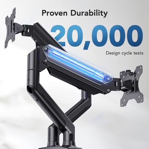 Image of HUANUO Dual Monitor Mount for 2 Monitors up to 32 inches, Each Arm Holds Max 22lbs, Dual Monitor Stand with Advanced System, Height-Adjustable /Tilt /Swivel /Rotate, VESA Standard 75mm or 100mm