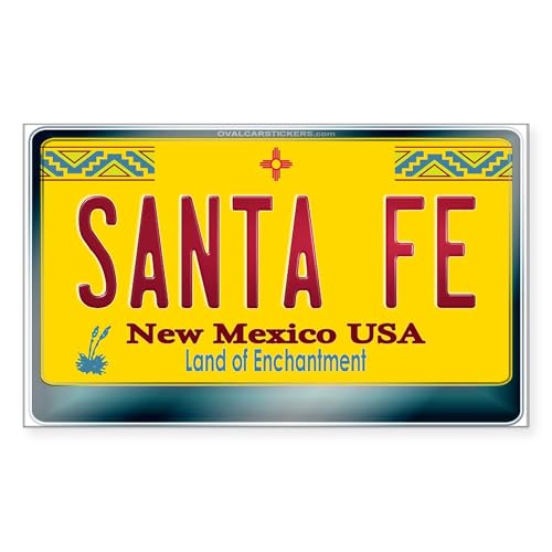 CafePress Santa FE New Mexico License Plate Sticker (Recta Rectangle Bumper Sticker Car Decal