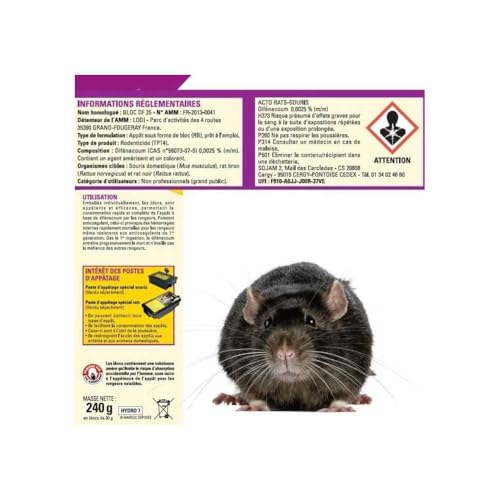 ACTO Blocs appats rats et souris : solution durable contre l'humidité HYDRO7