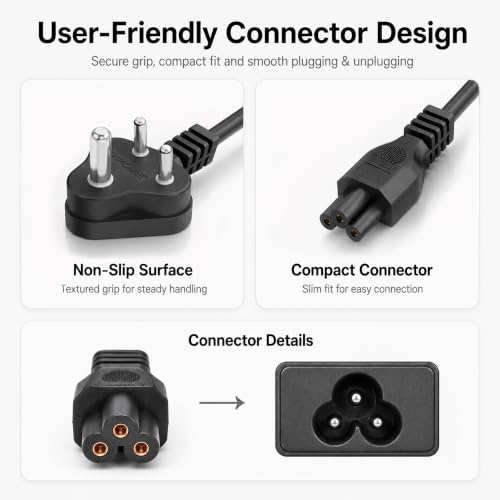 Image of Lapcare Universal Laptop Power Cable 3 Pin AC Power Cord for Laptop Chargers & Adapters, Heavy Duty Copper Wire, Compatible with HP Dell Lenovo Acer ASUS Samsung LG Sony Toshiba, 1.2M