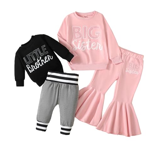 Honykids Big Sister Little Brother Matching Outfits Big Brother Little Sister Matching Newborn Toddler Baby Boy Girl Outfit Black
