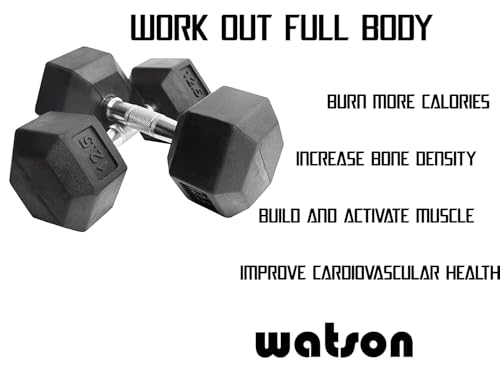Image of Watson Solid Steel Rubber Coated Hex Dumbbell Set, 22.5 Kg Single Piece Home Gym Dumbbell Weight Set For Men & Women, Home Gym Equipment (Pack of 1)