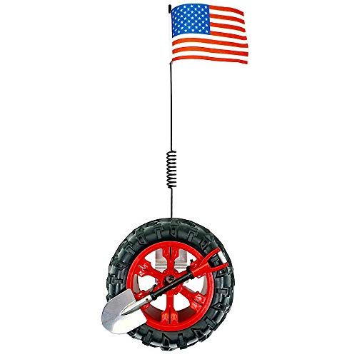 Image of CB Miniature Spare Tire Flag Shovel Creative Off-Road Mini Rigs Build For Car Automotive Styling, Body Shop Decoration, Red Wheel-America Flag