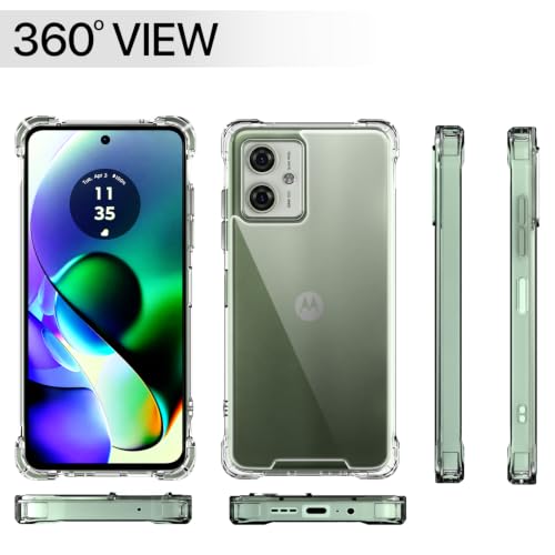 Image of Outlouders Back Cover for Motorola Moto G54 5G / G64 5G Clear Transparent PC + TPU Bumper Case with Raised Edges for Shockproof Protection (Transparent)