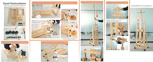 foriy Art Easel for Painting, Large H-Frame Standing Studio Painting Easel Tilting Flat Adjustable with Wheels for Adults Artist, Can Holds 2 Canvases